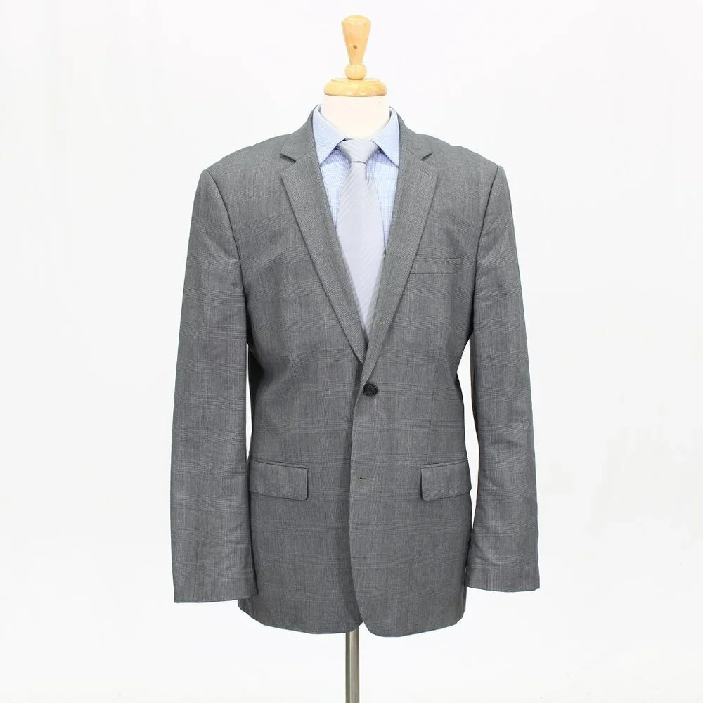 Express 42L Gray Check 2-Button Sport Coat Blazer Jacket B369